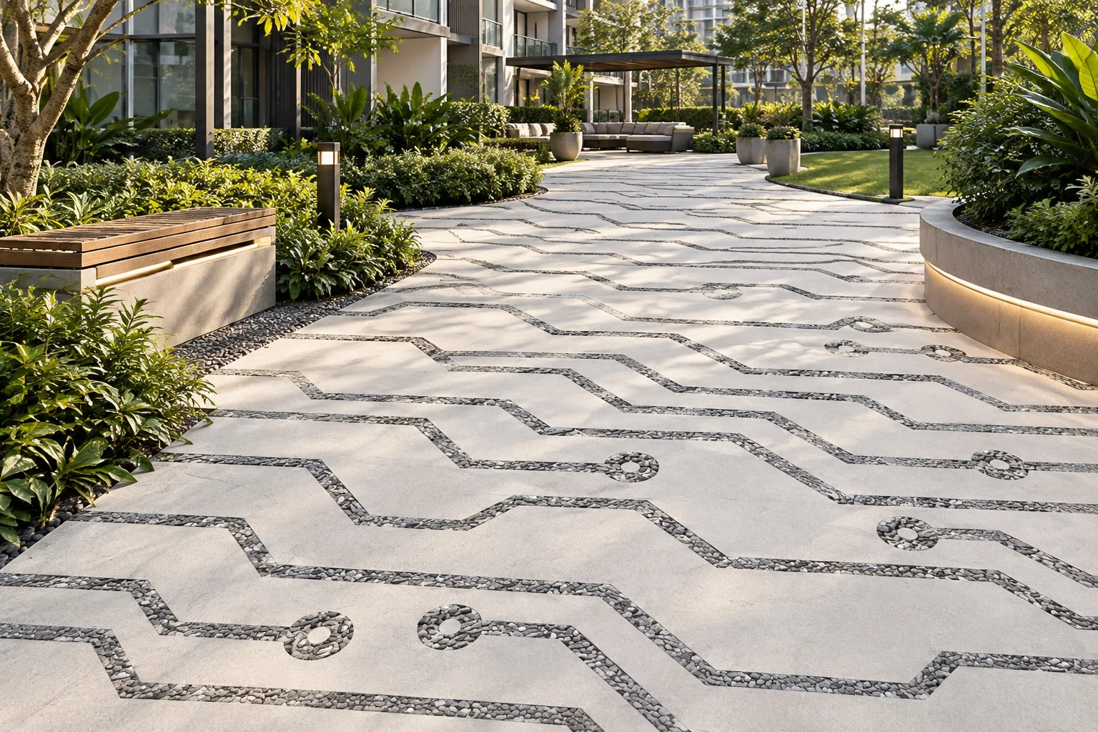 Graphic Concrete Garden Walkway