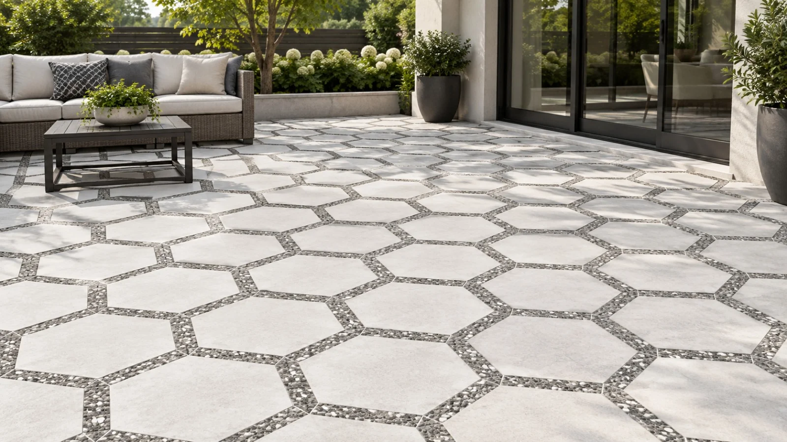 Geometric Graphic Concrete Patio