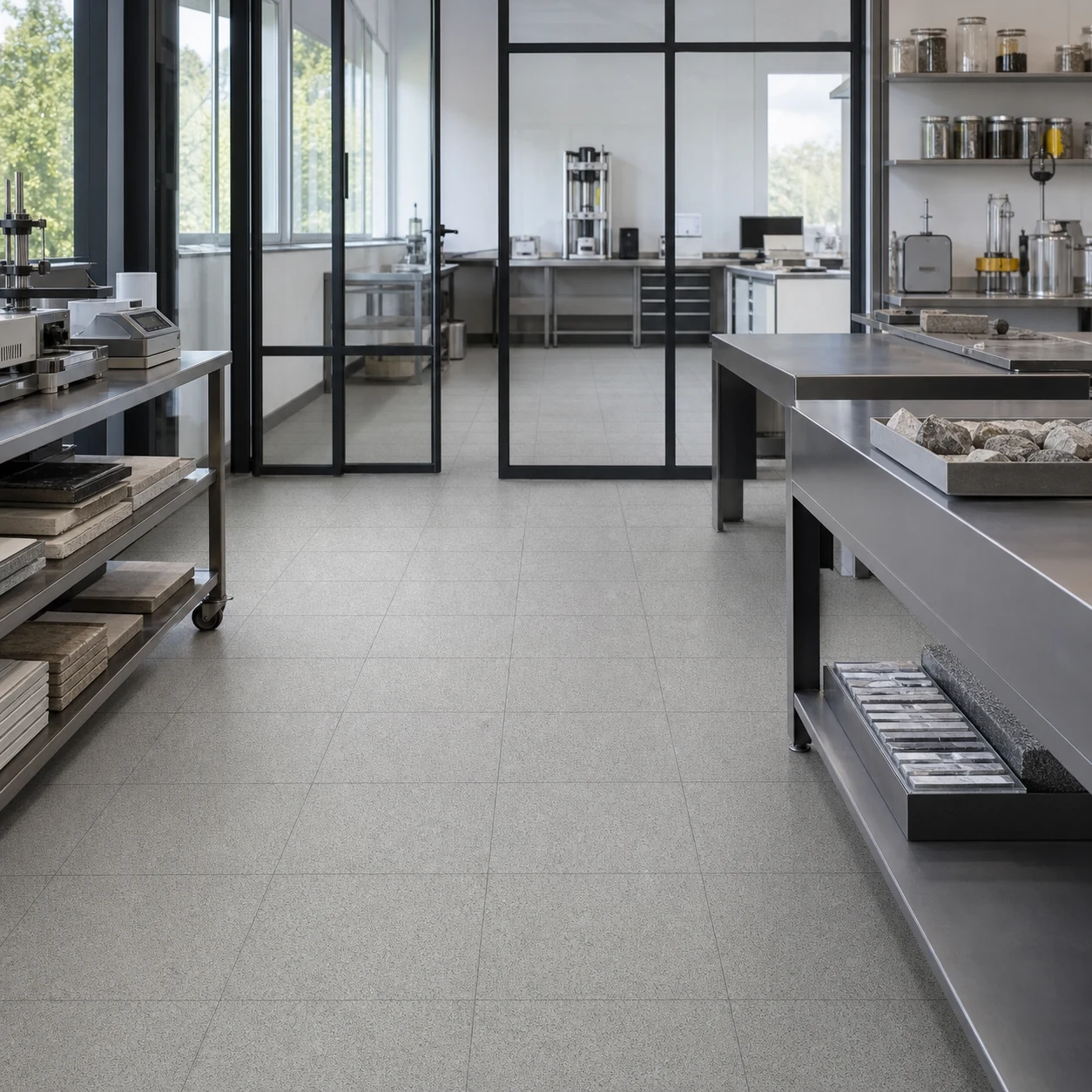Arkansas technical flooring in a materials testing laboratory