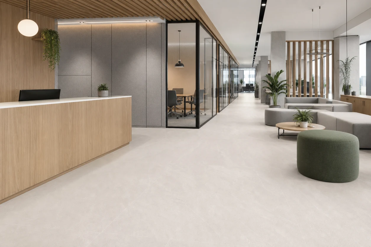 Era – Bianca porcelain tile in technology office