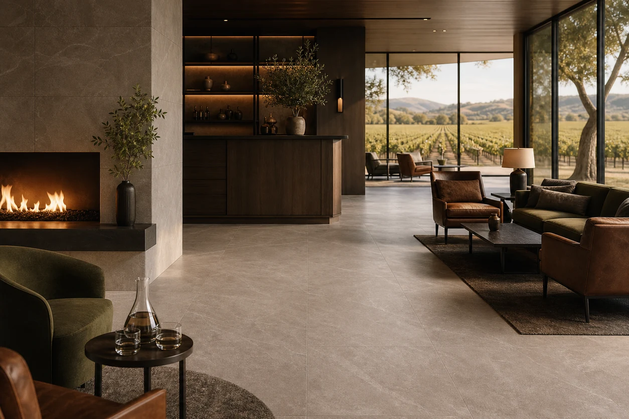 Era – Bruno porcelain tile in vineyard hotel lounge