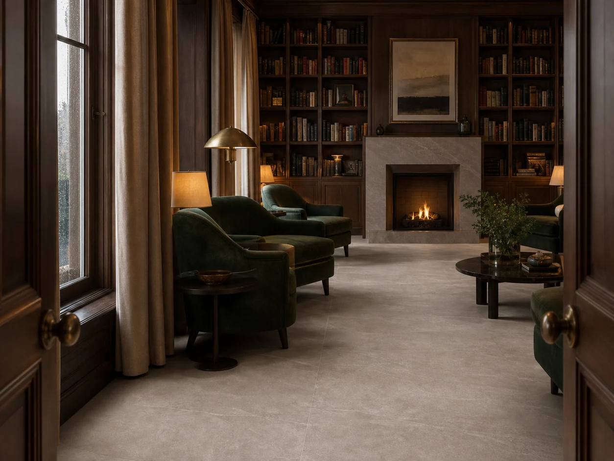 Era – Bruno porcelain tile in hotel library lounge