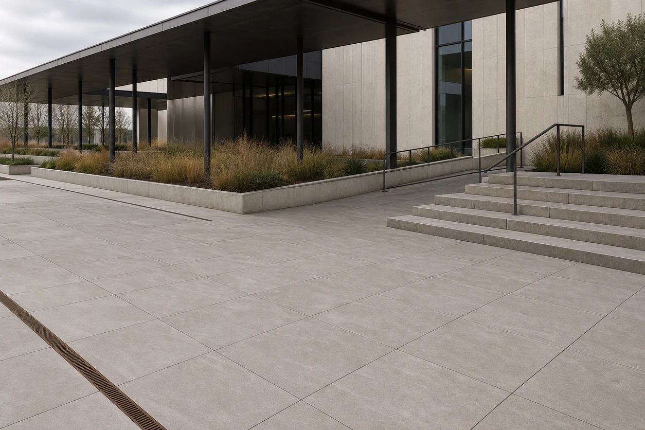 Era – Grigio porcelain tile in civic arts plaza