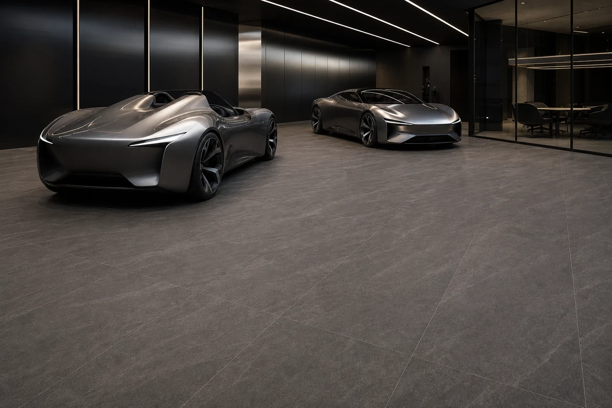 Era – Pepe porcelain tile in automotive showroom