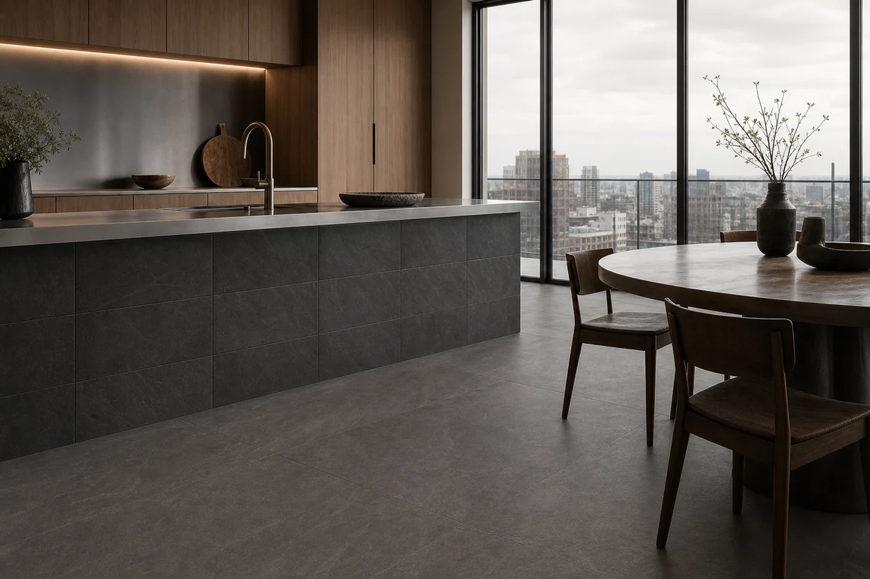 Era – Pepe porcelain tile in penthouse kitchen