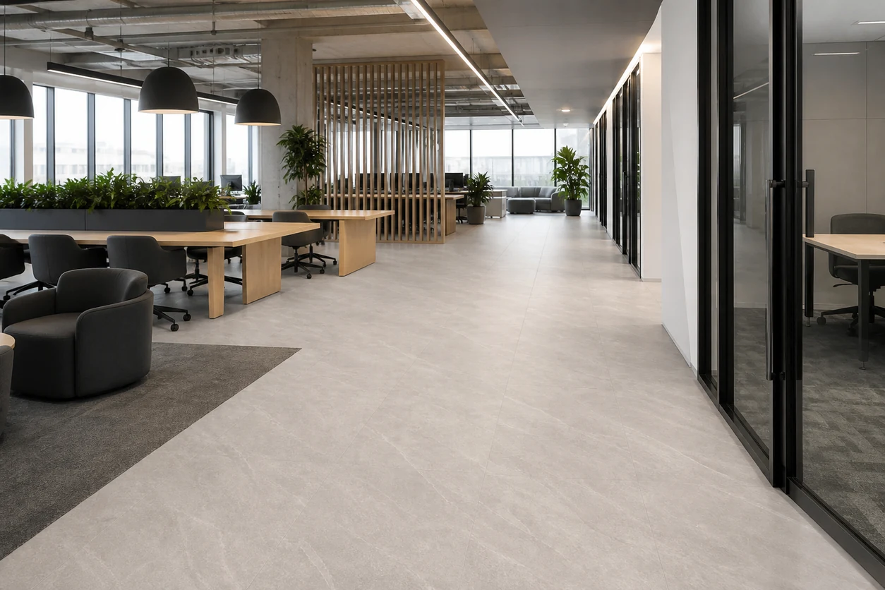 Era – Perla porcelain tile in creative coworking hub
