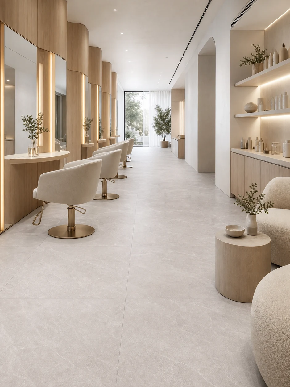 Era – Perla porcelain tile in premium beauty salon