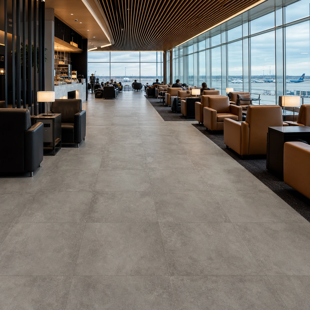 Manhattan – Queens porcelain tile in airport business lounge