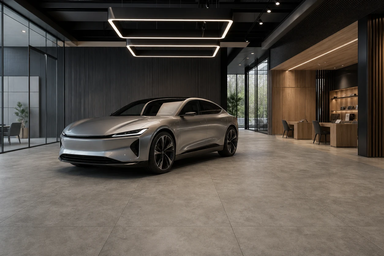 Manhattan – Queens porcelain tile in automotive design showroom
