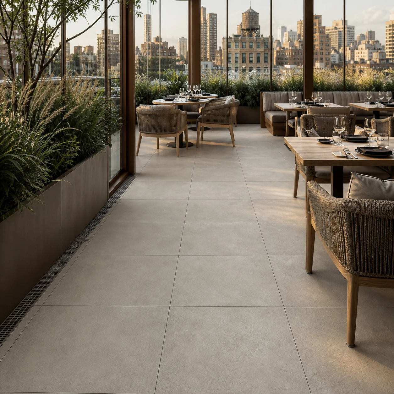 Manhattan – Soho porcelain tile in rooftop restaurant terrace