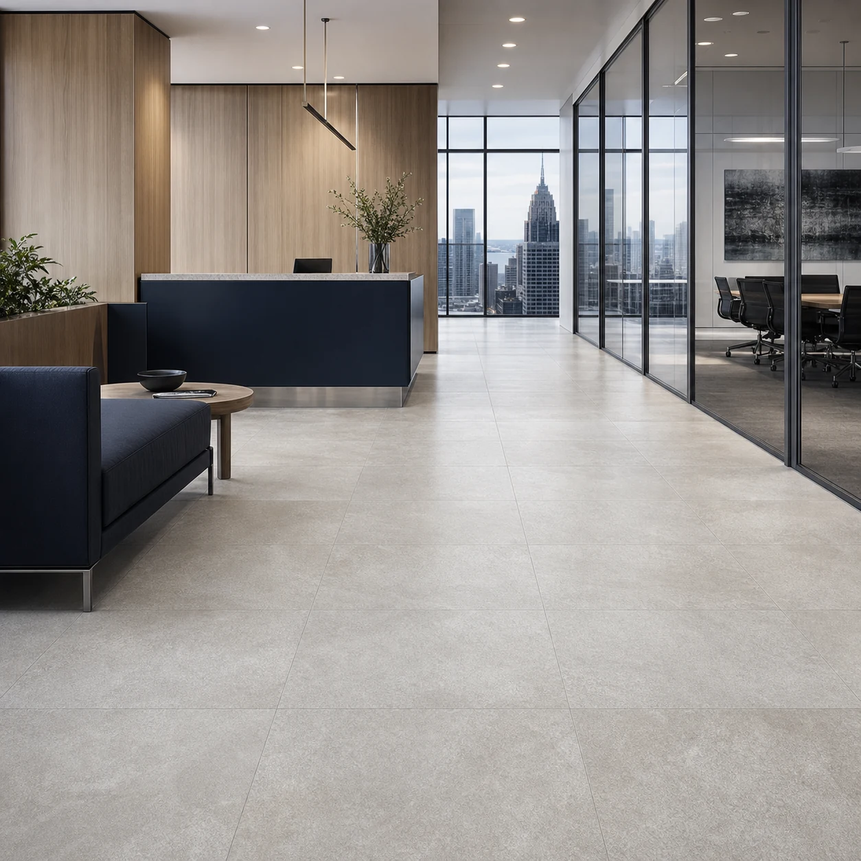 Petra – Perla porcelain tile in financial company reception