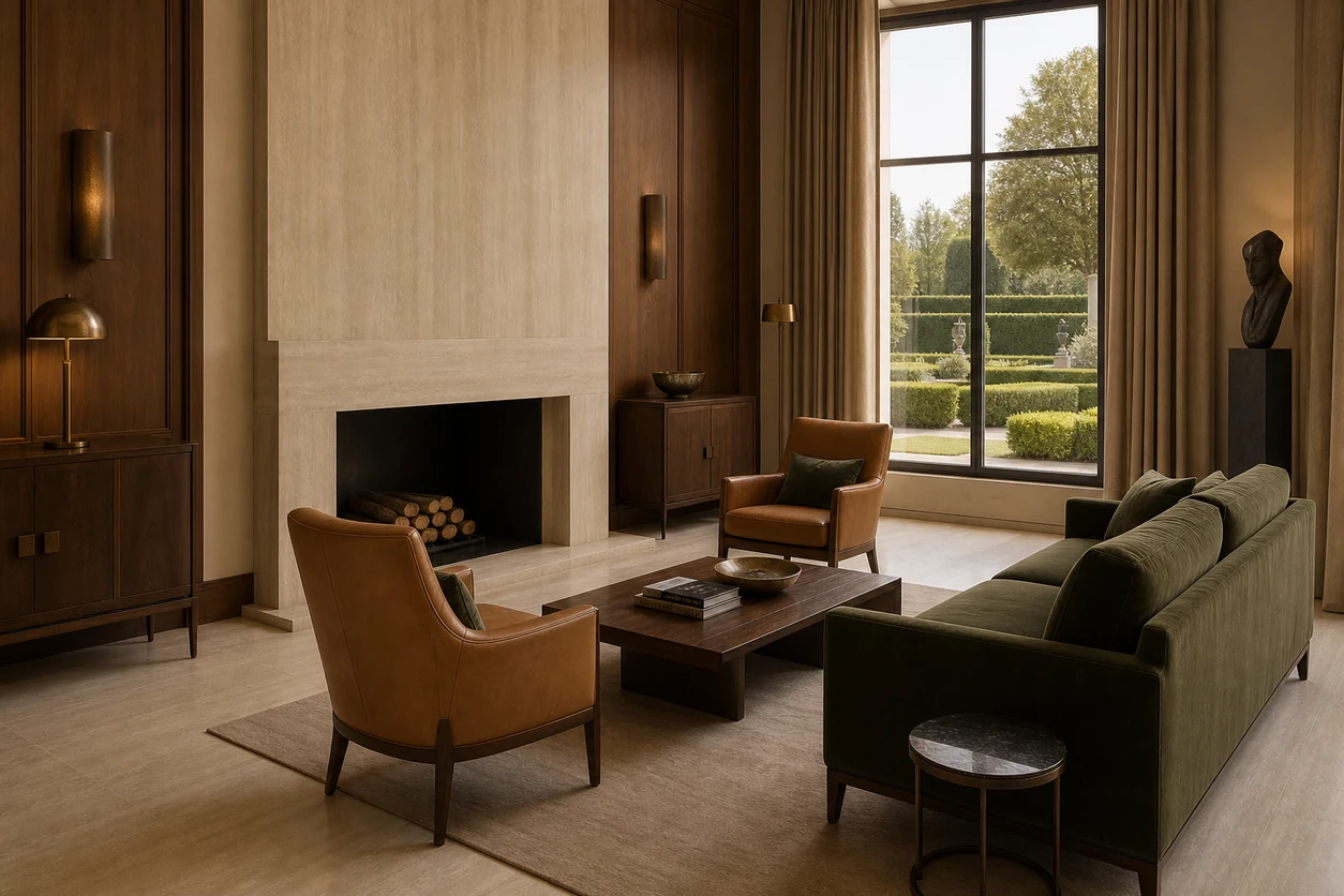Pietra Tiburtina – Campidoglio Vein porcelain tile in diplomatic residence reception