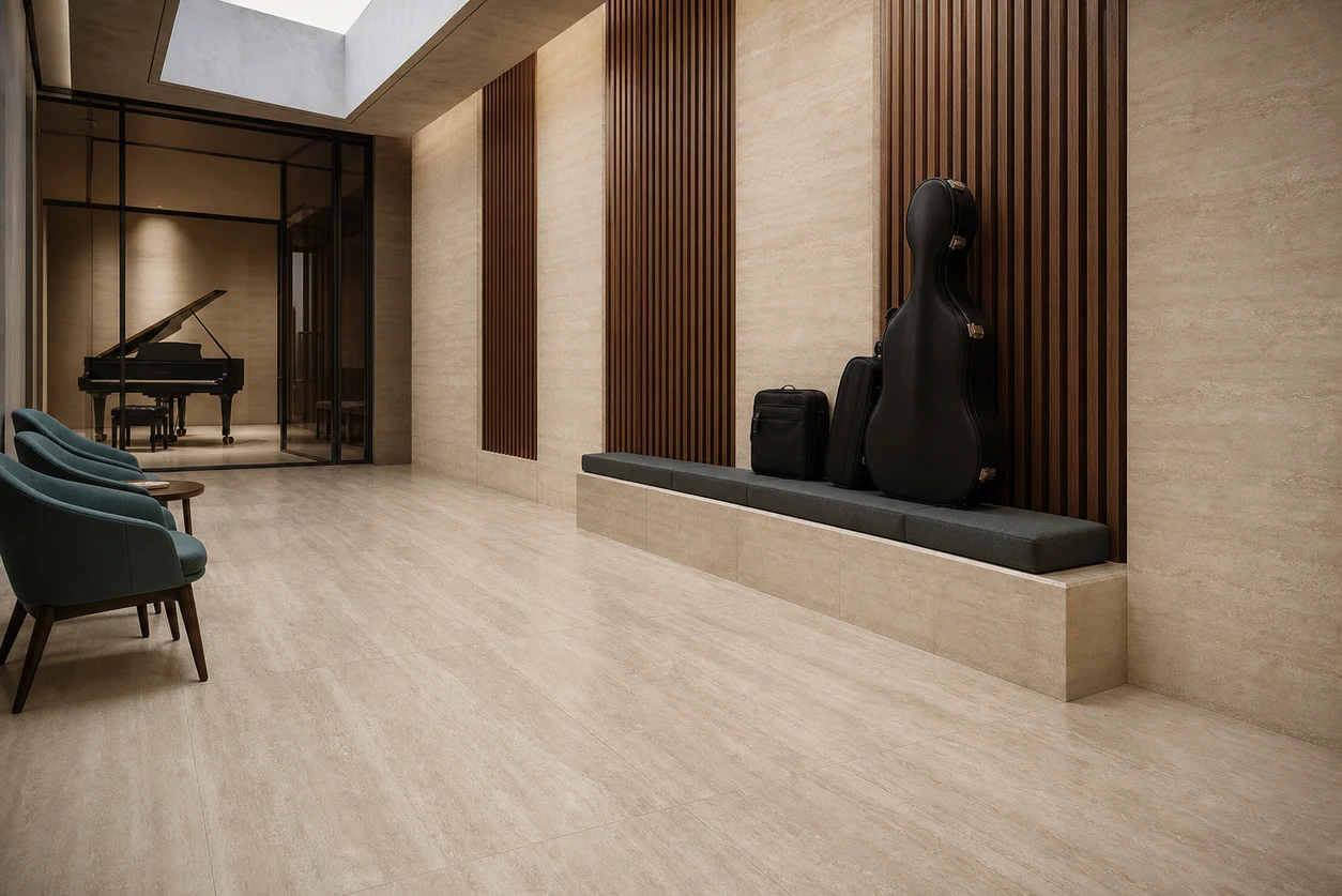 Pietra Tiburtina – Campidoglio Vein porcelain tile in music conservatory