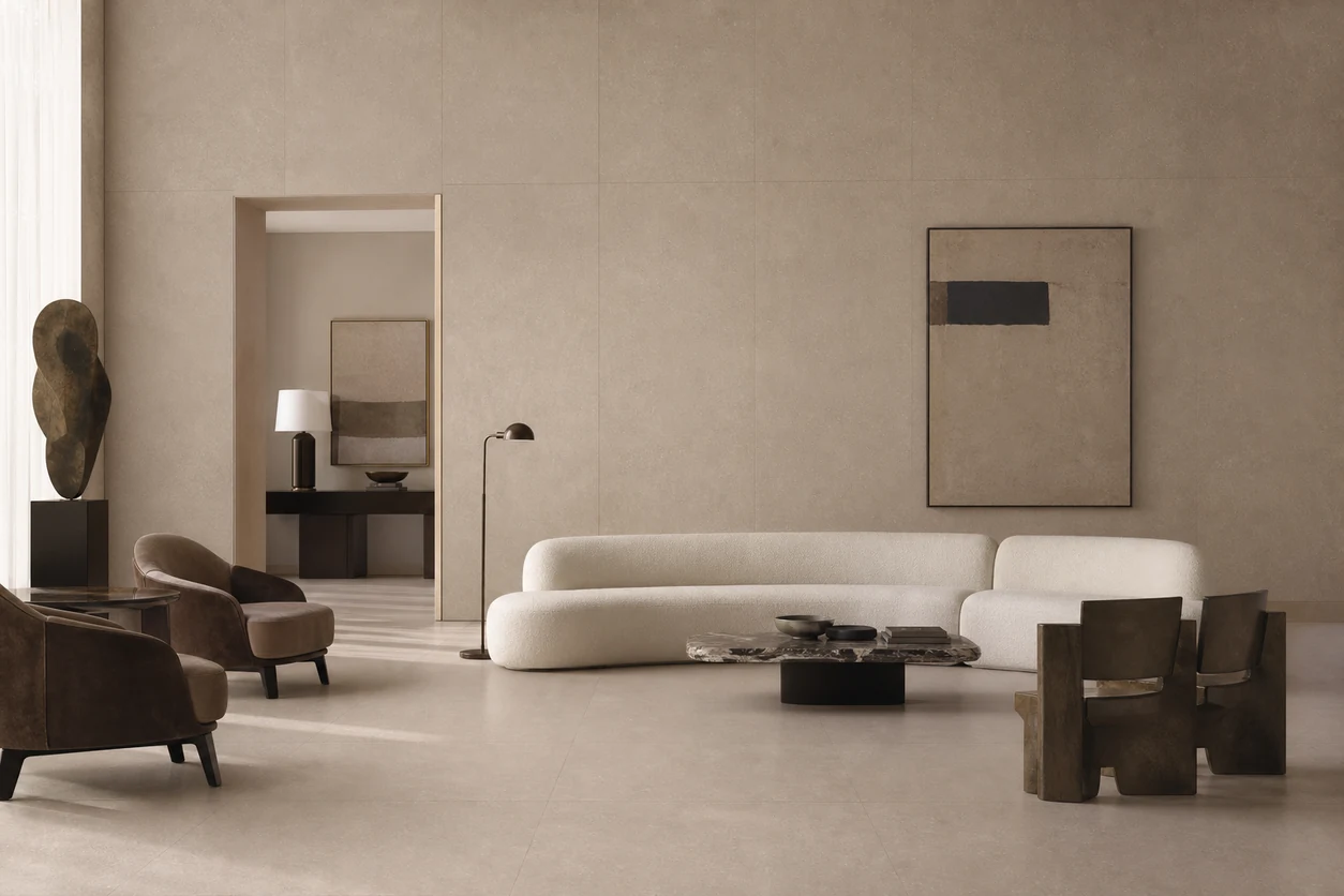 Stile – Beige porcelain tile in diplomatic residence reception
