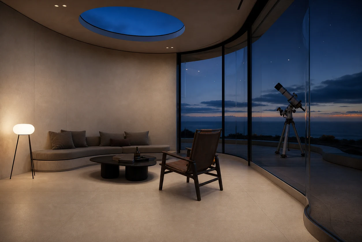Stile – Beige porcelain tile in coastal astronomy observatory