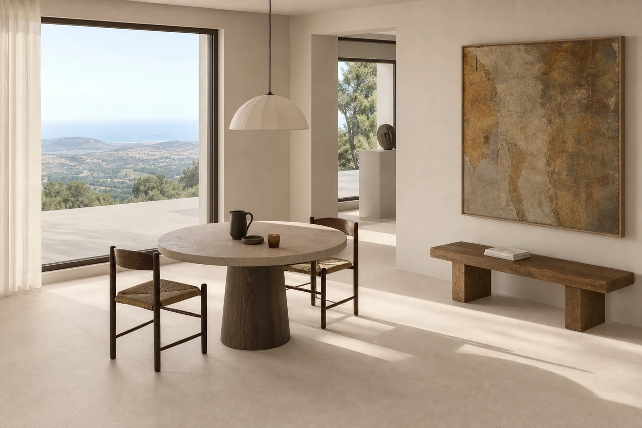 Stile – Pale porcelain tile in hilltop art patron residence