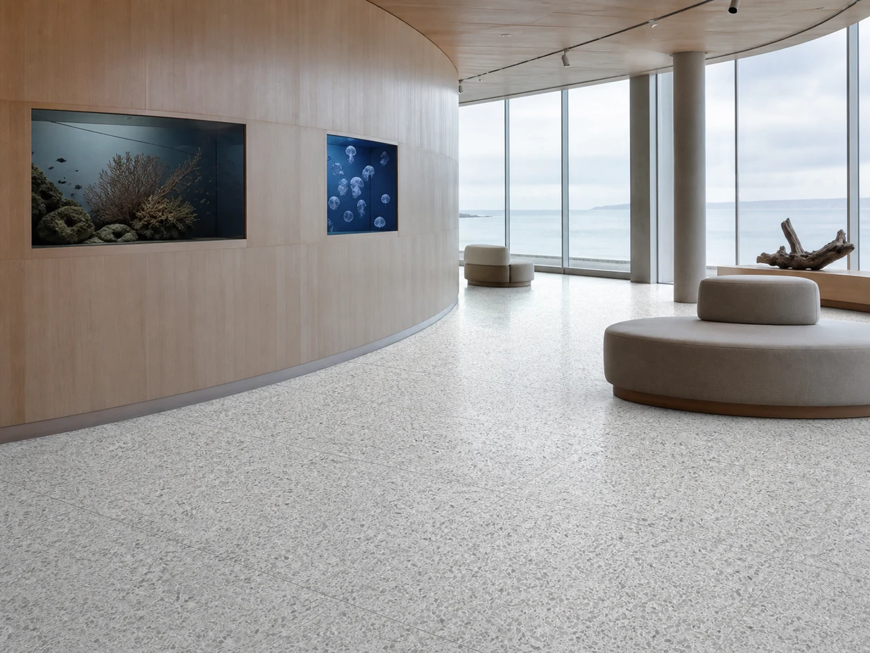 Terrazzo – Pearl porcelain tile in marine biology visitor institute