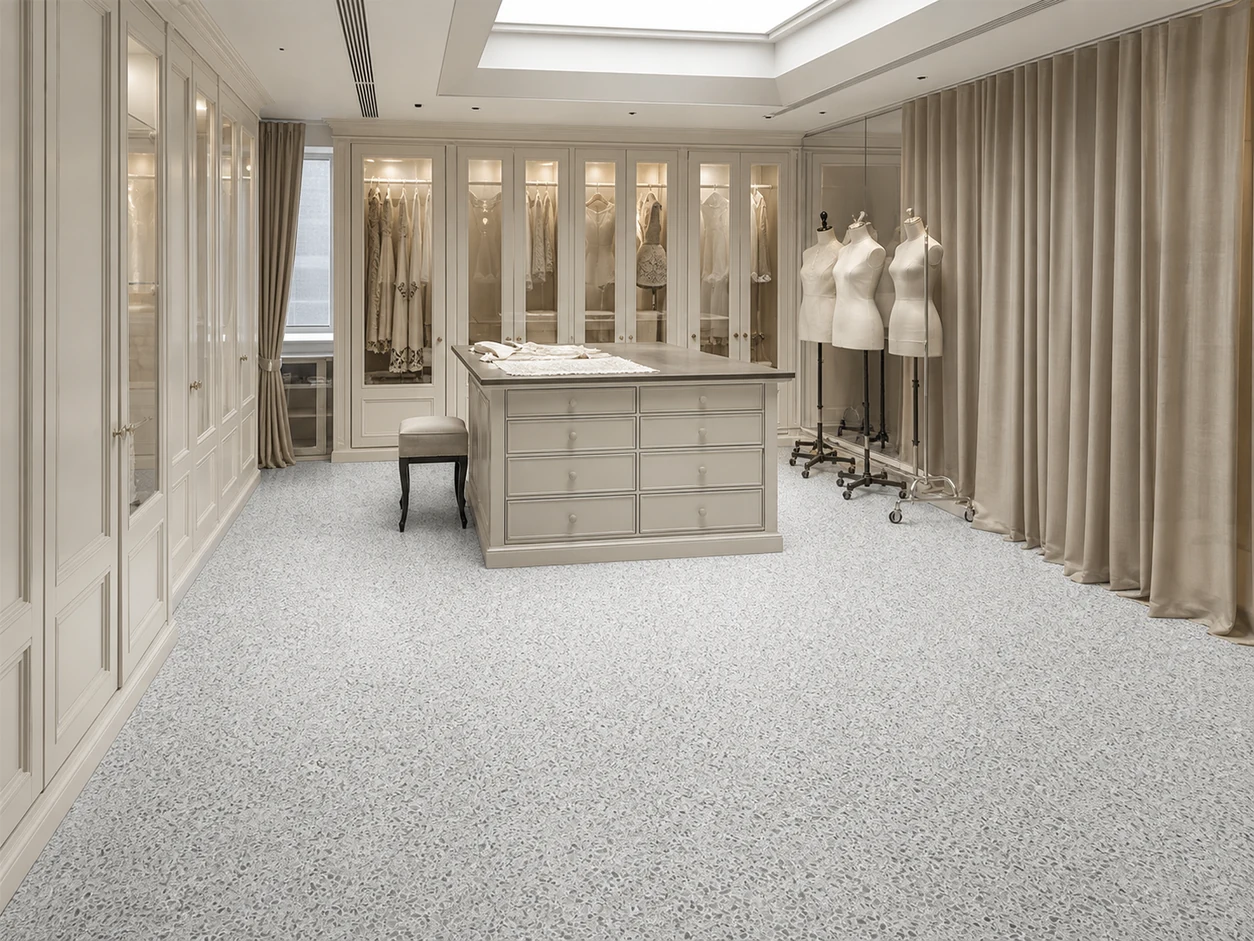Terrazzo – Pearl porcelain tile in opera costume fitting suite