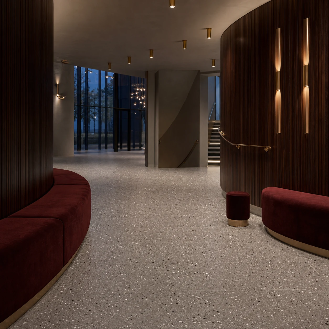 Terrazzotech – Tech Antracite porcelain tile in theatre foyer