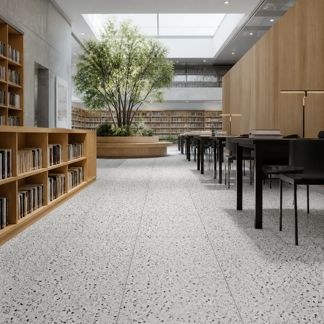 Terrazzotech – Tech Argento porcelain tile in university design library