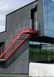 Integrated GFRC exterior wall and stair element