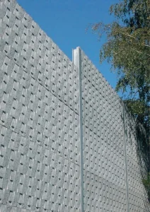 Perforated GFRC privacy screen for outdoor architecture