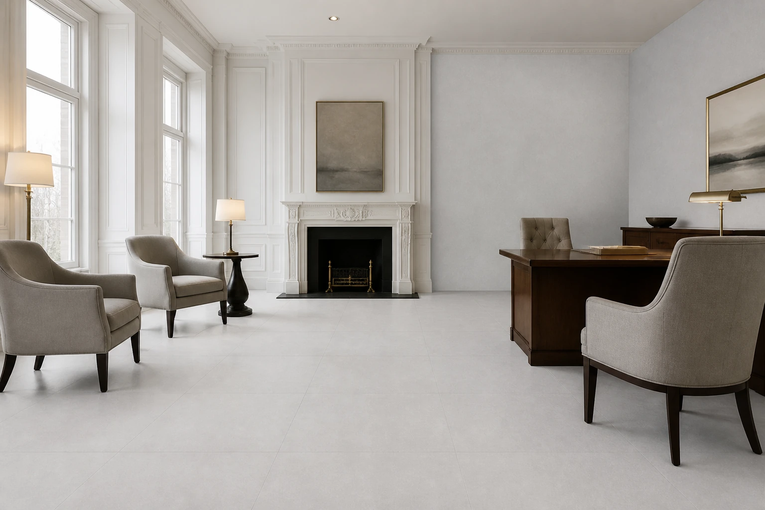 Granito Evo – Boston antibacterial porcelain tile used in wealth advisory client salon