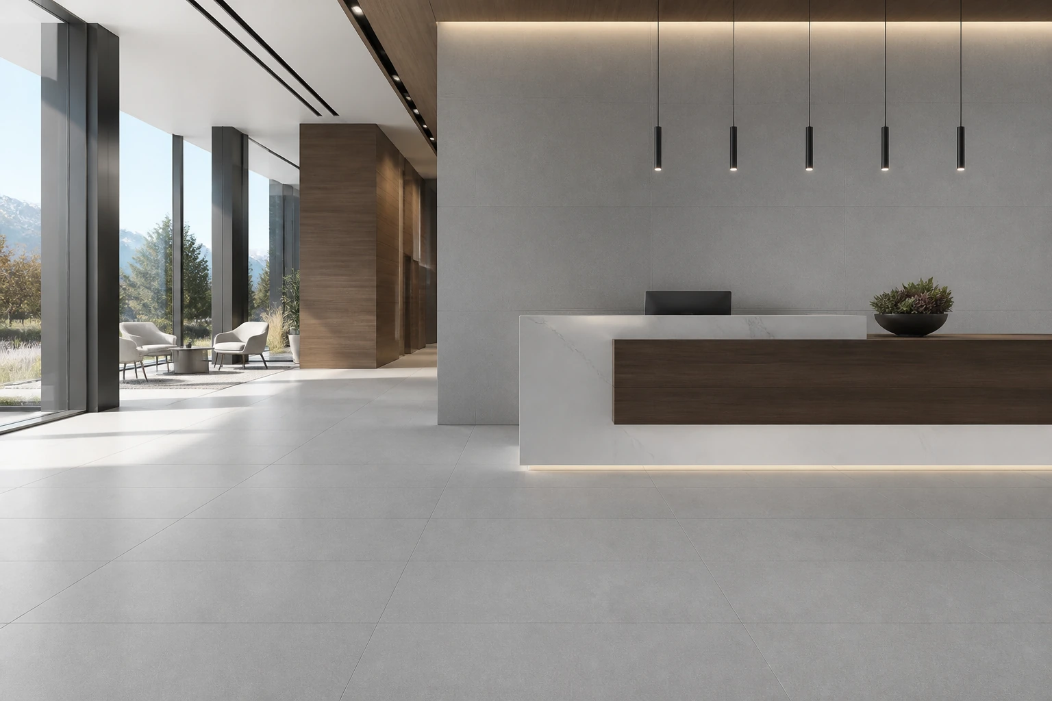 Granito Evo – Denver antibacterial porcelain tile used in medical innovation campus reception