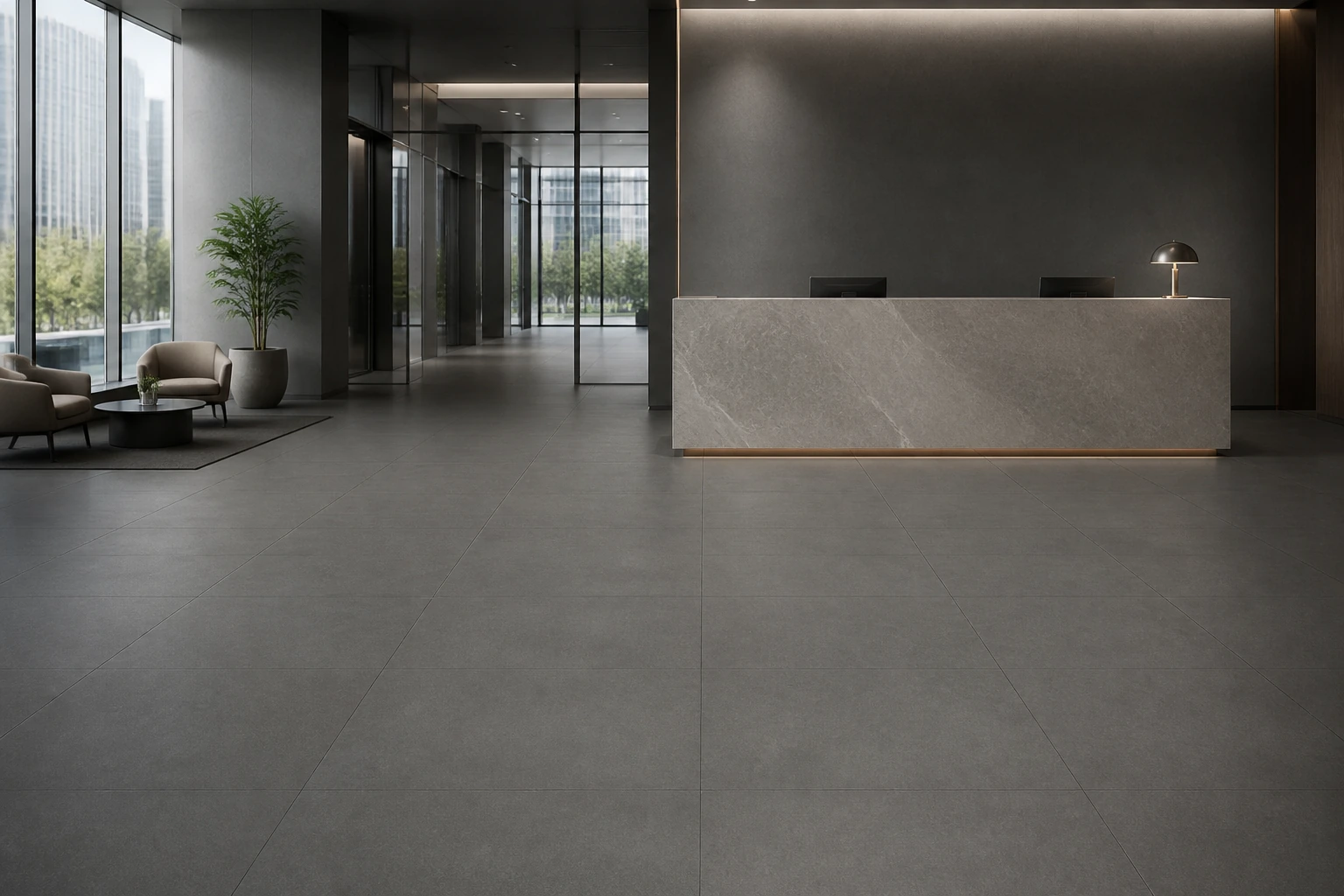 Granito Evo – New York antibacterial porcelain tile used in global finance headquarters reception
