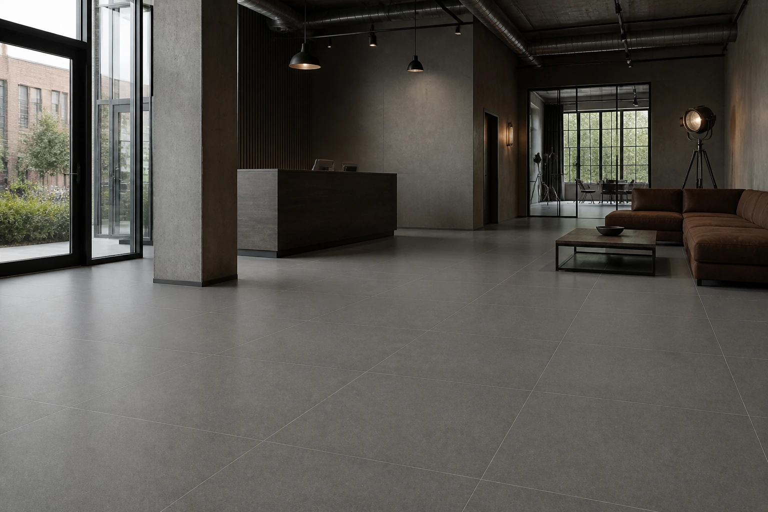 Granito Evo – New York antibacterial porcelain tile used in independent film studio client lobby