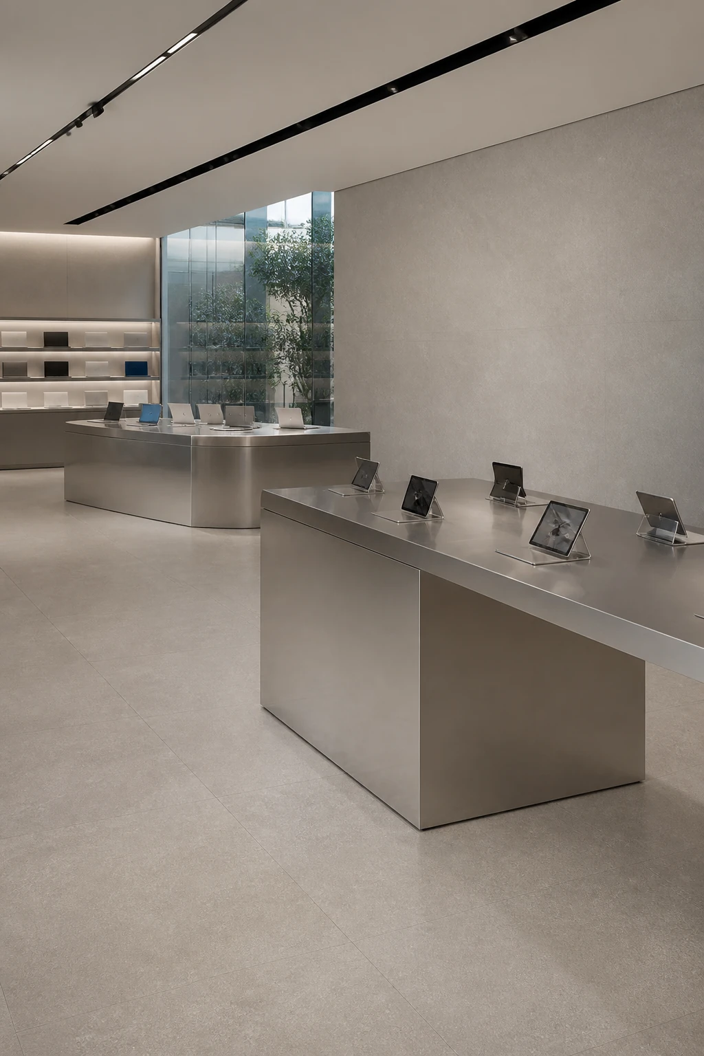 Lithos – Grigio porcelain tile in technology flagship showroom