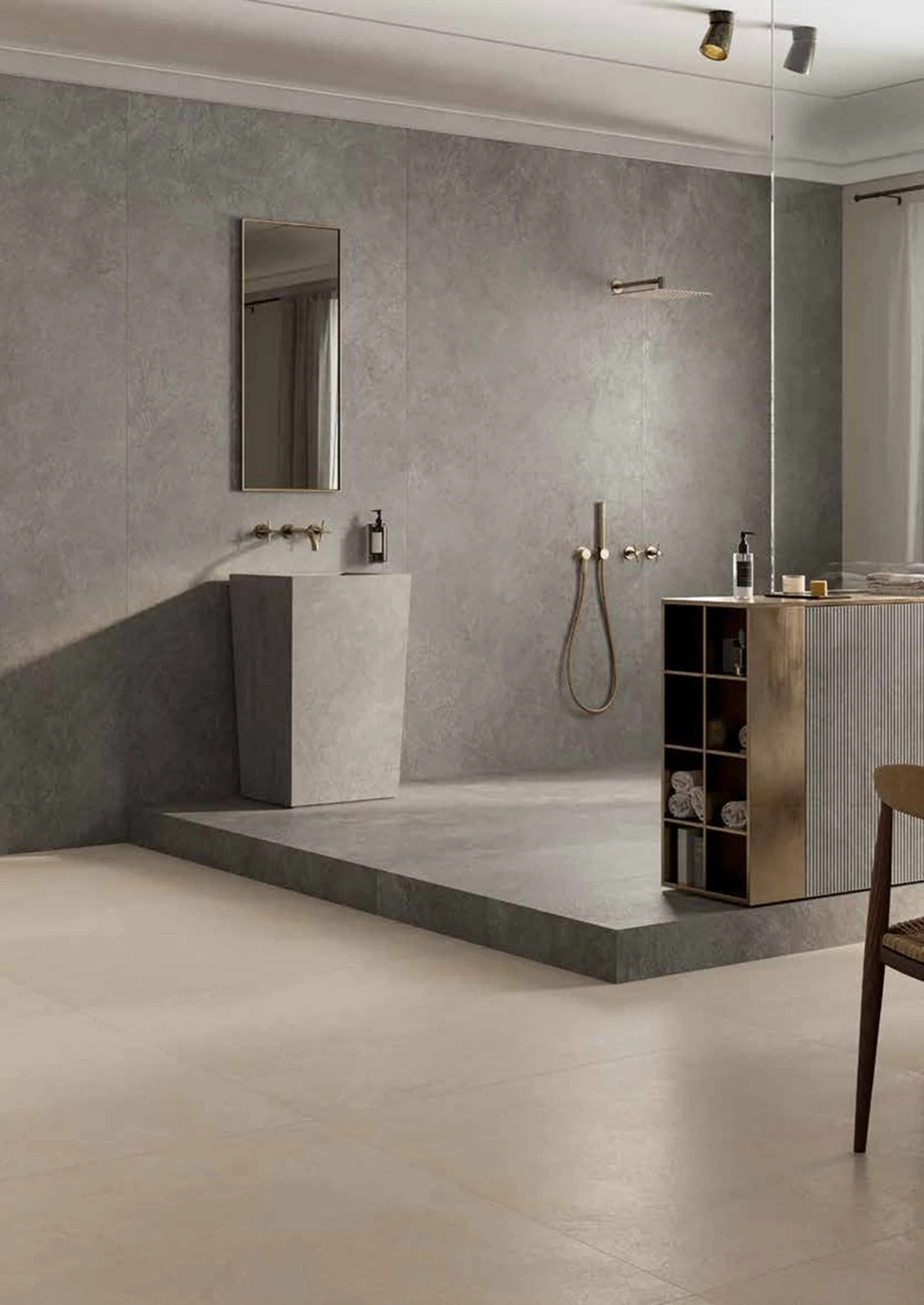 Lithos – Nero porcelain tile in client reference interior