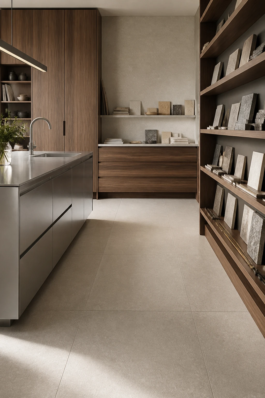 Lithos – Tortora porcelain tile in architects material kitchen