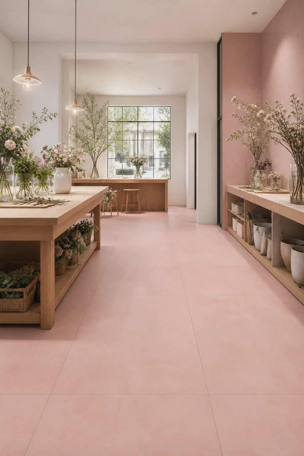 R-Evolution – Light Pink porcelain tile in floral design atelier