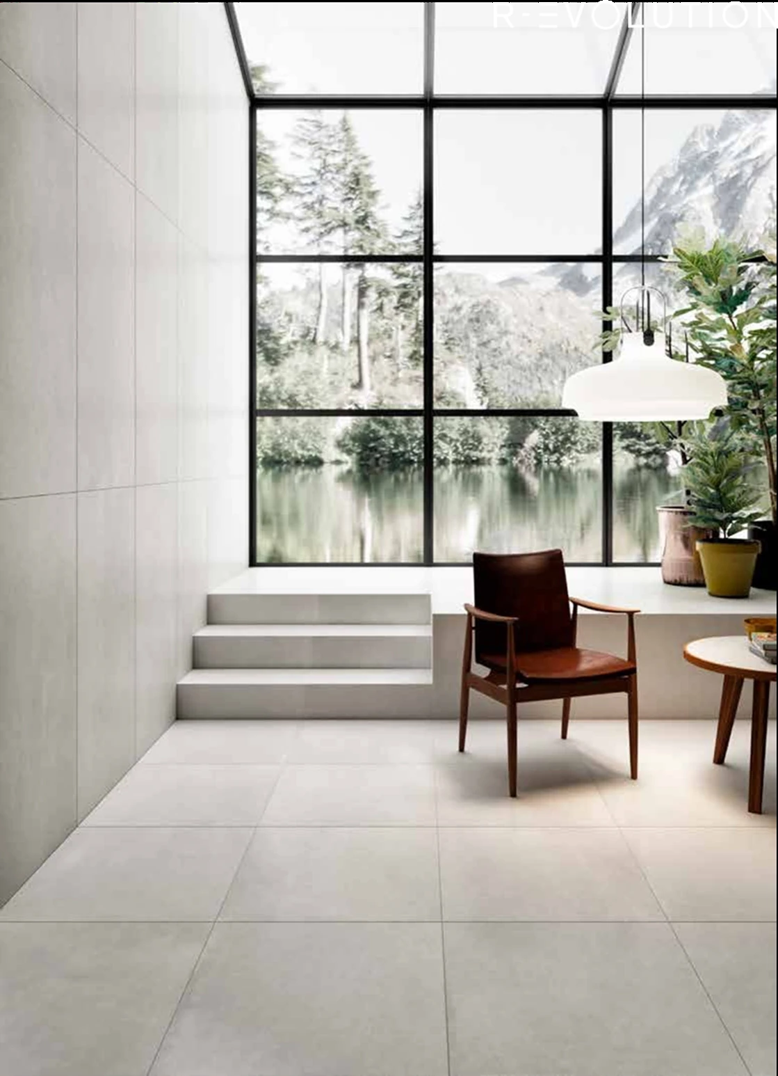R-Evolution – Total White porcelain tile in client reference interior