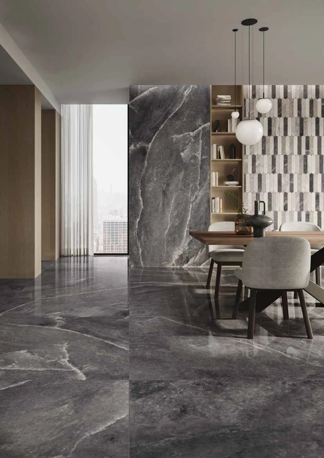 Supreme – Dark porcelain tile in client reference interior