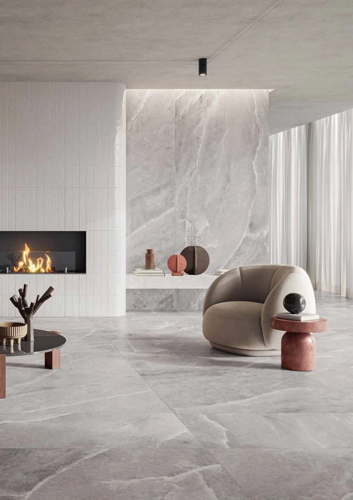 Supreme – Grey porcelain tile in client reference interior