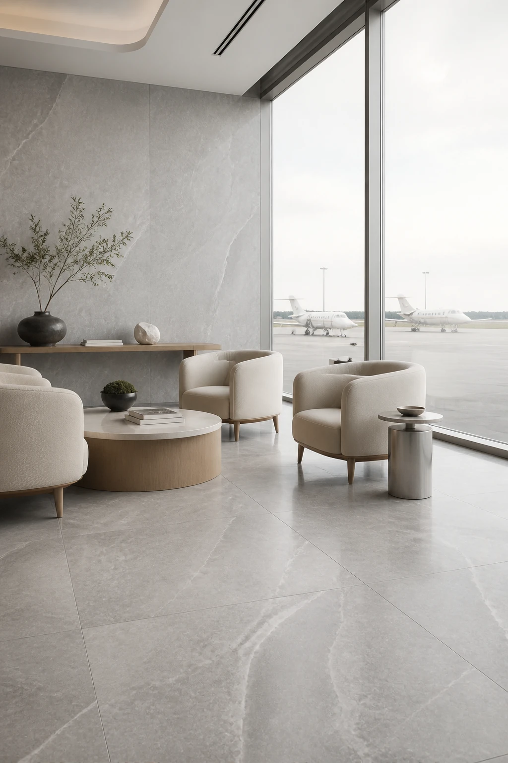 Supreme – Grey porcelain tile in private aviation lounge