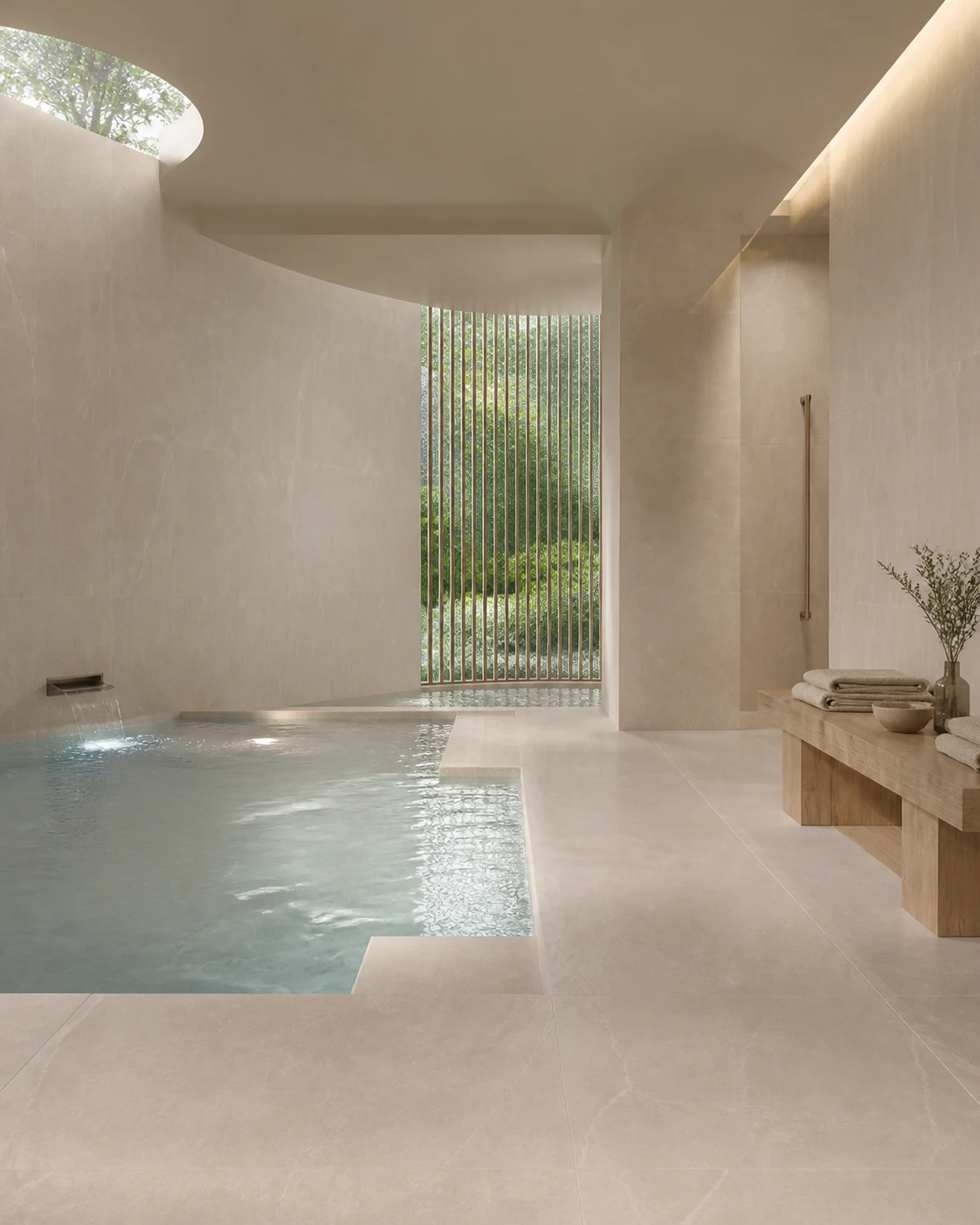 Supreme – Sand porcelain tile in wellness hydrotherapy suite
