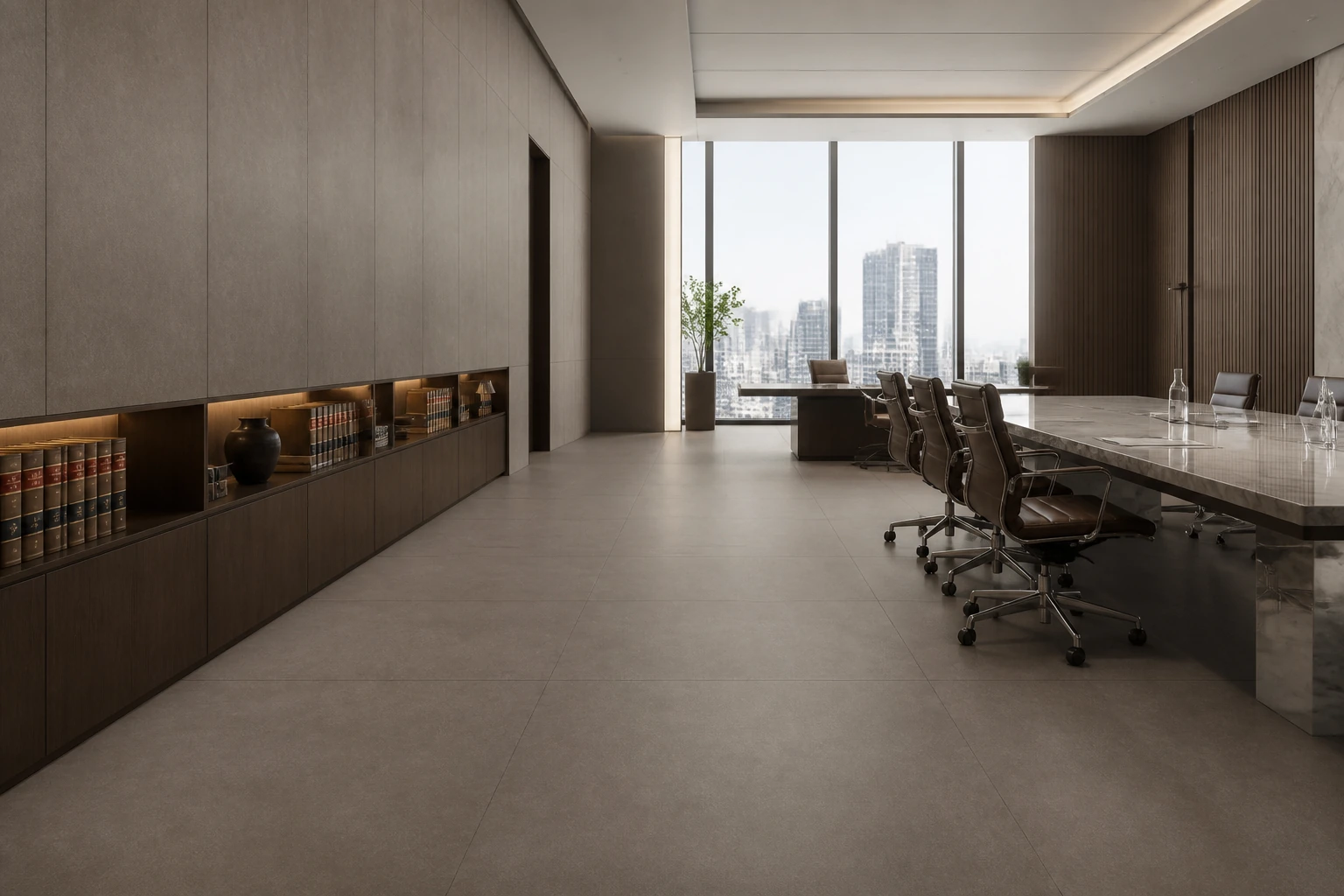 Terrae – Tabacco antibacterial porcelain tile used in arbitration hearing suite