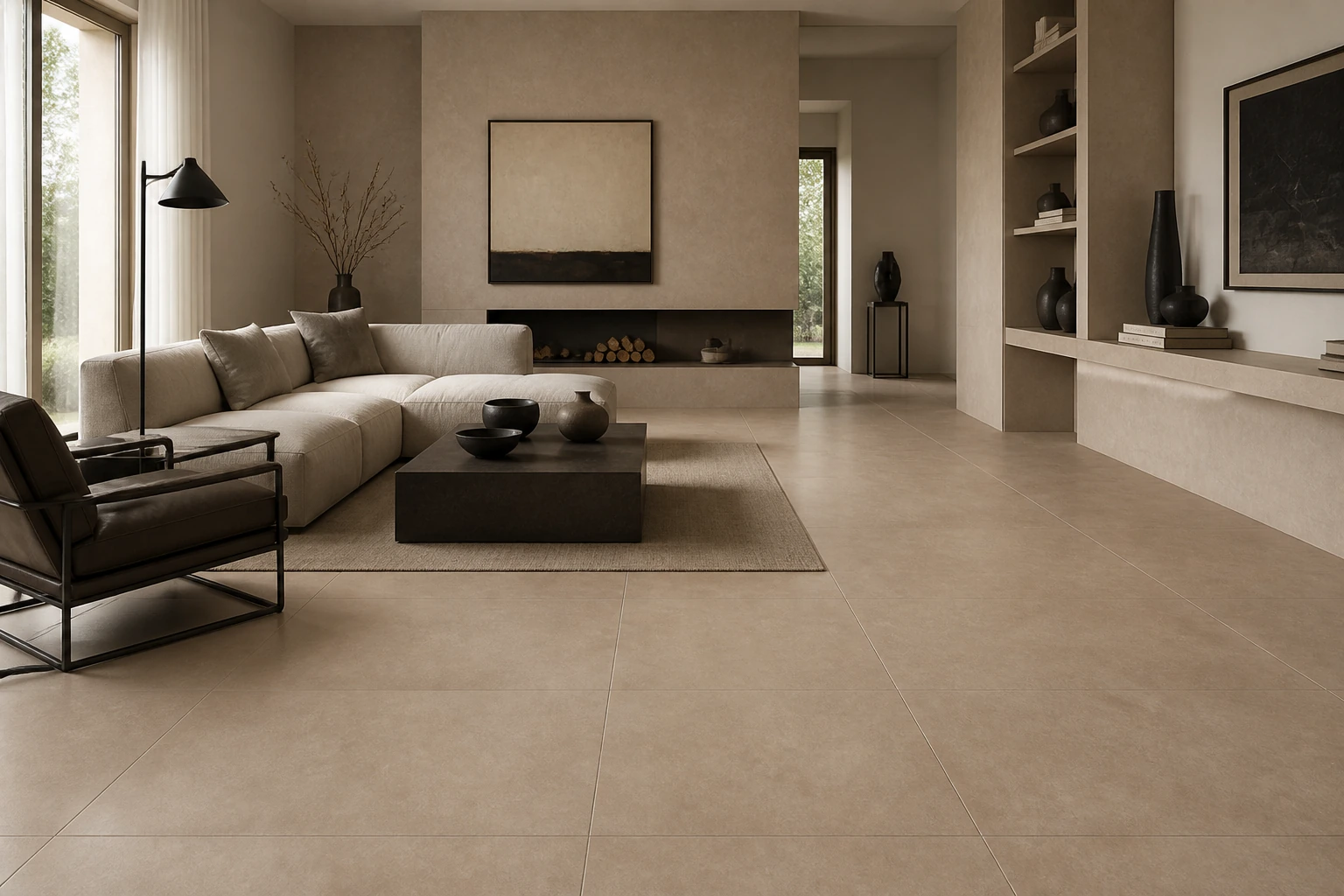 Terrae – Tortora antibacterial porcelain tile used in art collector salon