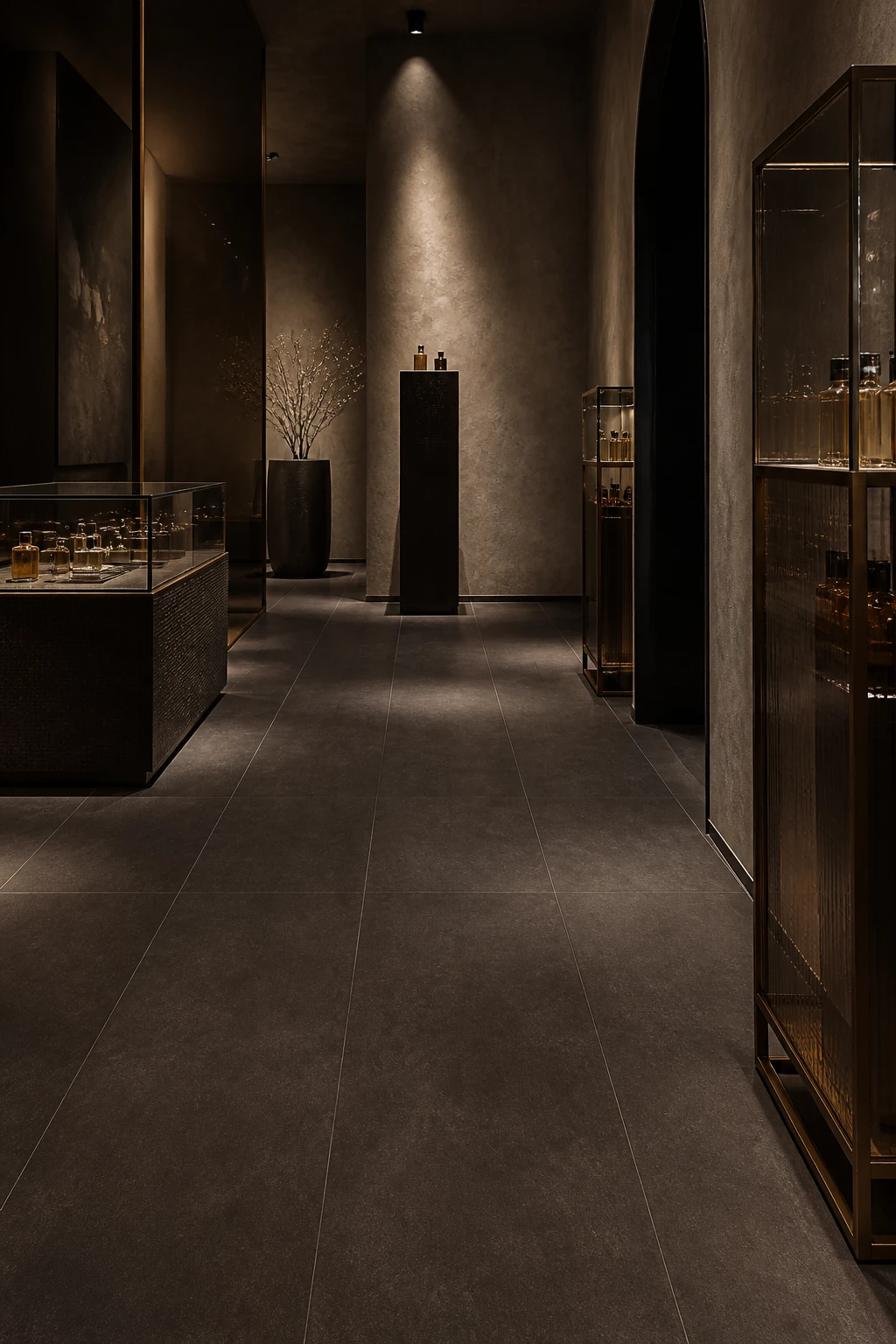 Timeless – Charcoal porcelain tile in fragrance flagship gallery