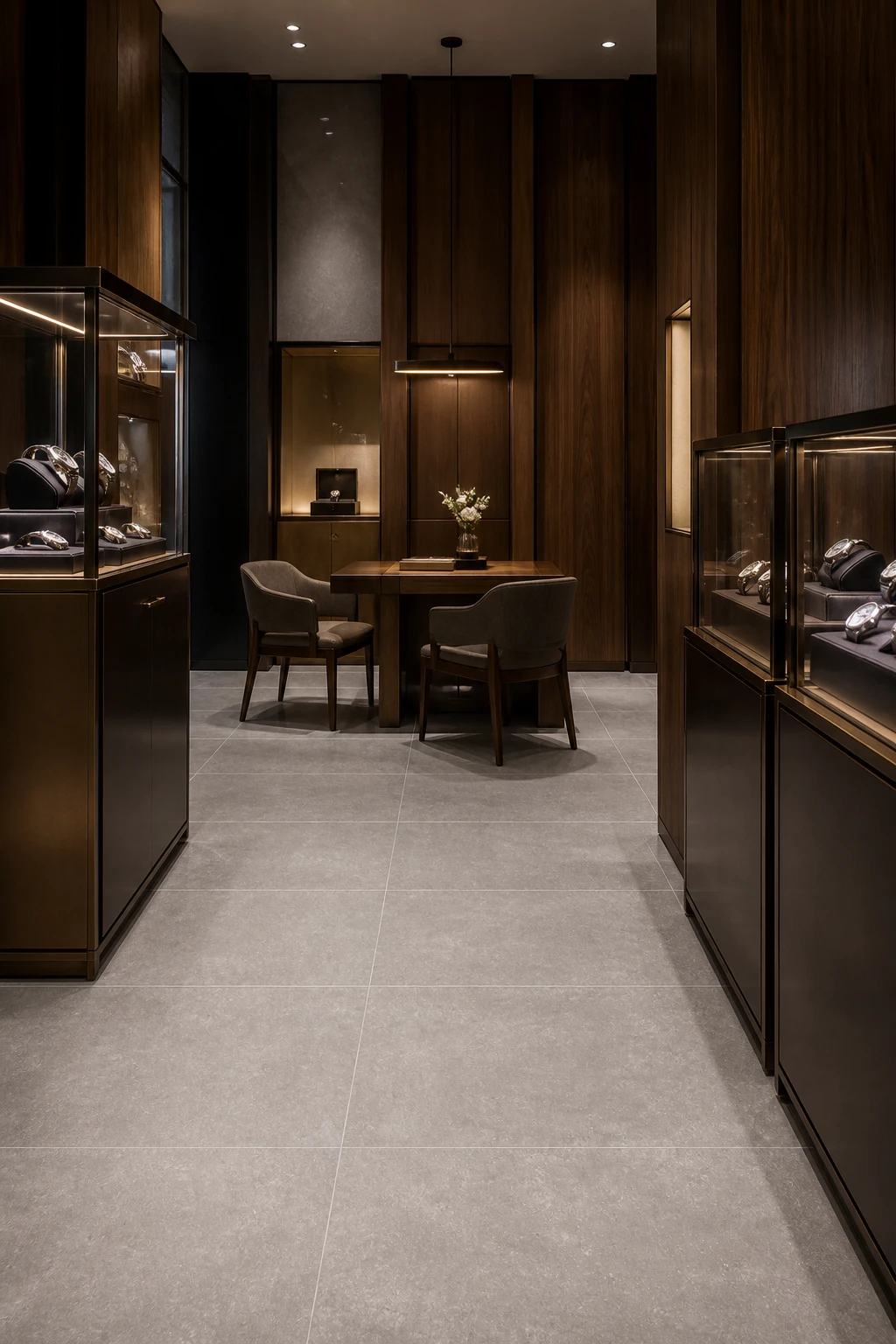 Timeless – Seal porcelain tile in independent watch boutique