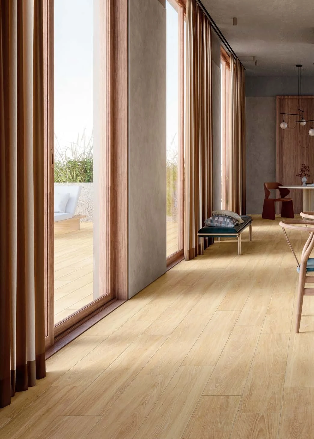 English Wood – Cheshire wood-look porcelain tile used in catalogue luxury kitchen