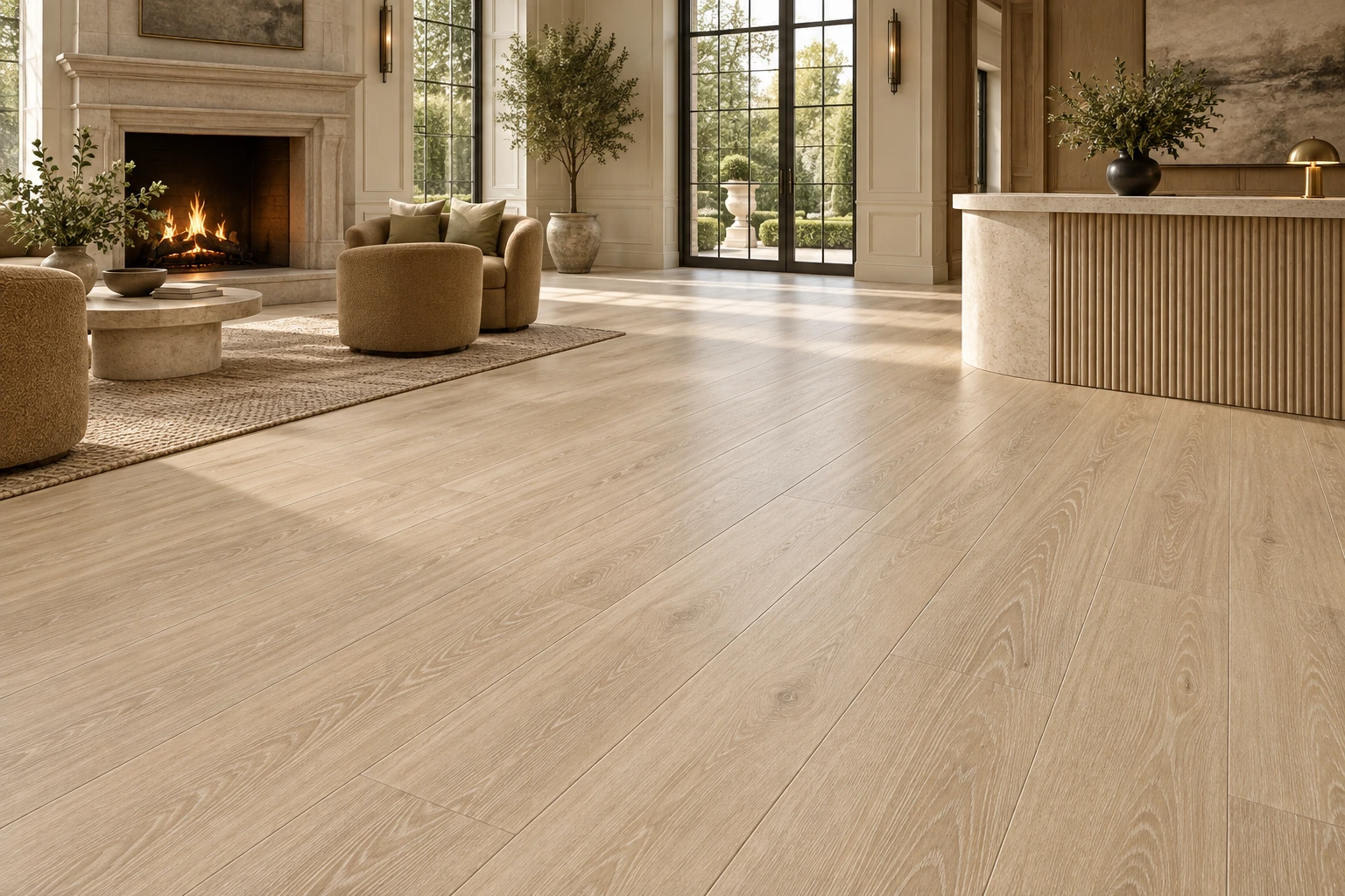 English Wood – Cheshire wood-look porcelain tile used in country club reception