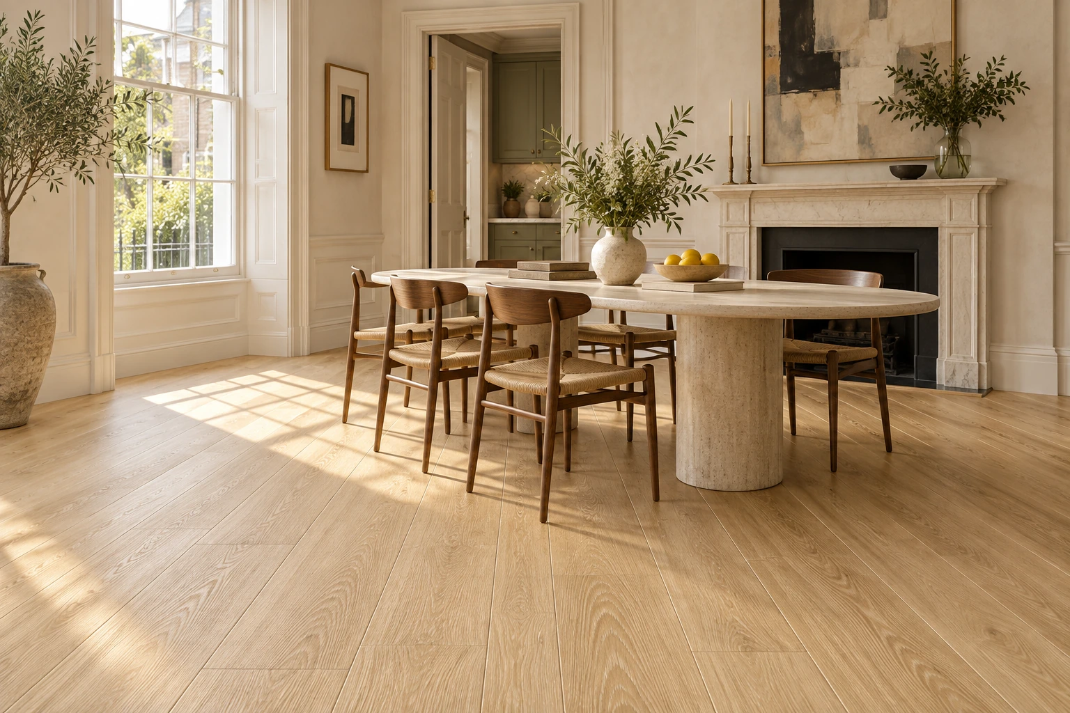 English Wood – Dean wood-look porcelain tile used in georgian townhouse breakfast room