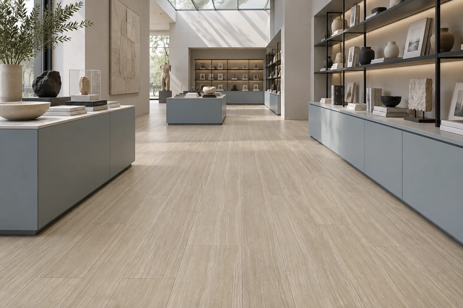 English Wood – Snowdonia wood-look porcelain tile used in museum design shop