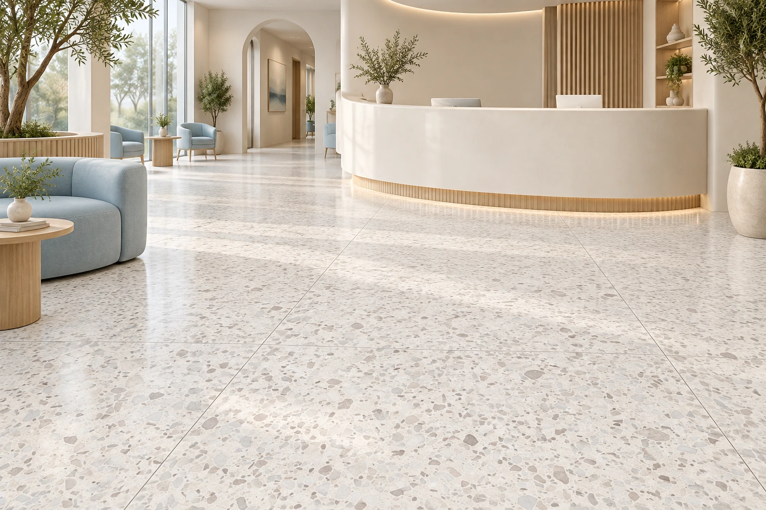 Le Ville – Trissino terrazzo porcelain tile used in wellness clinic